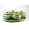 Псковский гончар / Set "Gift" 4 pots 0.5 l + oval tray green