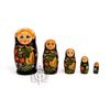 Семеновская роспись / Russian woman - booklet matryoshka, 5 dolls - with black strawberries