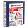 Carpeta de 4 anillas con bolsillo frontal transparente BRAUBERG, cartón / PVC, 65 mm, azul, hasta 400 hojas
