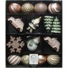 Kaemingk / Christbaumschmuck Set Silvester 8-12 cm, 25 Stück, Roségold mit Grün, Kunststoff