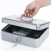 Box for money, valuables, documents, stamps, 90x180x250 mm, key lock, silver, BRAUBERG