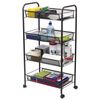 BRABIX / Office and household shelf (trolley) 4 tiers, on wheels, metal, black, 43.5х26х83.5 cm