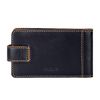 FABULA / Pocket business card holder "Kansas" for 40 business cards, genuine leather, stitching, button, black