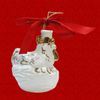 Лефортовский фарфор / Lefortovo porcelain / Christmas tree toy "Chicken in a basket" white with gold