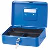 Box for money, valuables, documents, stamps, 90x180x250 mm, key lock, blue, BRAUBERG