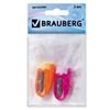 Sharpeners BRAUBERG, set of 2 pieces, "ErgoClip", plastic clip, packing with hanger, assorted