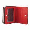 Purse women's FABULA, 105х110 mm, genuine leather, zipper, red with black
