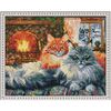 Опт-картина / Diamantmosaik 40x50, runde Strasssteine Katzen am Kamin