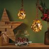 Kaemingk / Pendant lamp on a rope Copenhagen 80 * 10 cm 15 micro LED lamps, battery operated, glass