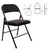 Folding chair for the house and office BRABIX "Golf Plus CF-003 Comfort", black frame, leather black