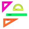 Set drawing small PYTHAGORAS (ruler 16 cm, 2 triangles, protractor), non-transparent, neon, package