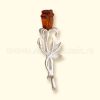 Amber of Russia / Brooch Rose, silver plated amber