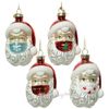 Kaemingk / Masked Santa's Glass Christmas Ornaments Set - Anticovid Series 9 cm, 4 pcs, pendant