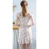 Summer beige dress with floral ruffles