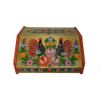 Gorodets painting / Painted wooden bread box "Birds"