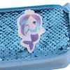 Pencil case-cosmetic bag INLANDIA, 2 branches, soft, sequined, mermaid, blue, 21х6х9 cm
