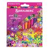 Sharpeners BRAUBERG "Blooming flowers", 12 colours, ventilated cap, carton packaging with foil