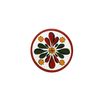 Волховская роспись / Volkhov painting / Round brooch on a magnetic clasp "Vortex rosette" (red background)