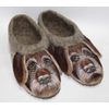 Slippers for men of natural sheep wool with painting