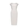 Dress with draping on the shoulders and long ties-belts "Meghan"