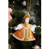 Потешный промысел / Christmas tree toy from porcelain "Girl in a gold sundress"