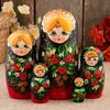 Matreshka "strawberries" 5 dolls, black shawl