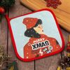 Этель / Potholder "Merry XMAS" 19x19cm, twill, 100% x / l, wadding 250g / m2 / 3 pieces