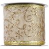 Kaemingk / Decorative ribbon Gold Luxury: Snowflakes 270 * 6 cm, organza