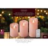 Kaemingk / Set of LED candles with simulated flame Narcis Rose 10-15 cm, 3 pcs with remote control, battery operated