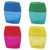 Sharpener BRAUBERG "Diamond Dual" container, plastic, oval, 2 holes, color assorted