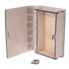 The box is wooden "Family Bank"