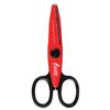 Scissors TREASURE ISLAND, 135 mm, curved blade "teeth", red and black, in bag with Euro slot