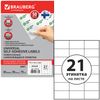 70х42 label, self-adhesive,3 mm, 21 labels, white, 70 g/m2, 50 sheets, BRAUBERG, raw Finland