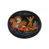 Палех / Palekh / Box "Troika", 6 * 5 cm, master Kuzmenko
