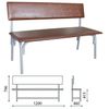COMFORUM / Bench with back "Astrid", 1200x470x796 mm, gray frame, brown leatherette