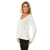 White openwork sweater with V-neck