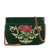 Velvet bag "Dolce Rose" green with zipper, Torzhok Gold Seamstress