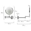Mirror wall BRABIX, diameter 17 cm, double-sided with magnification, stainless steel, pull-out (loop)