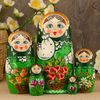 Матрёшка "Корзинка с цветами" 5 кукол, зелёный платок