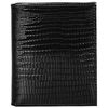 Purse women's FABULA, 90х100 mm, genuine leather, hidden button, lizard, black