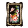 Сувениры из Н.Тагила / Lembranças de N. Tagil / Tray "Painel. Rosa com uma mariposa sobre preto", 18x12,5 cm