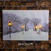 Kaemingk / LED picture Winter Alley 60 * 40 cm with fiber-optic and LED backlighting, battery-powered