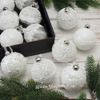 Kaemingk / Set of glass balls Snow-white Lace 8 cm, 12 pcs
