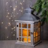 Kaemingk / Wooden lantern Woodland with LED candles 42 * 24 cm white, battery operated