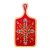 Беломорские узоры / Board kitchen rectangular "Shenkurskiy red painted" with handle 43 cm