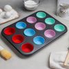 Доляна / Doliana / Silicone Plus baking dish, 35 × 26.5 × 2.5 cm, 12 wells, silicone inlays, non-stick coating, MIX color