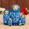 Matryoshka Flower 5 dolls blue dress