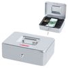 Box for money, valuables, documents, stamps, 90x180x250 mm, key lock, silver, BRAUBERG