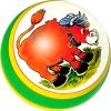 Ball with coloring by the method of multicolor pad printing and hand drawing