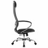 МЕТТА / Office chair "K-5.1" chrome, mesh fabric / leather, soft seat, black